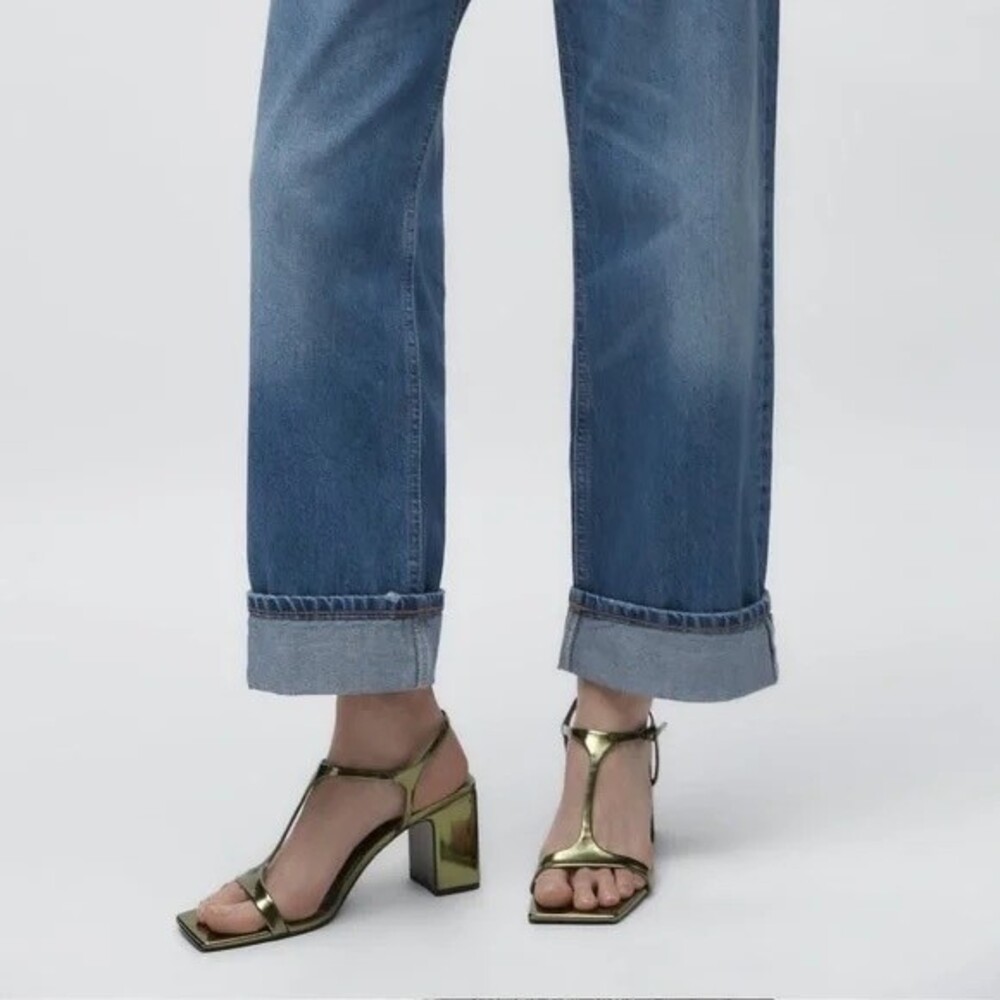 Zara Metallic Green Heels Size 37